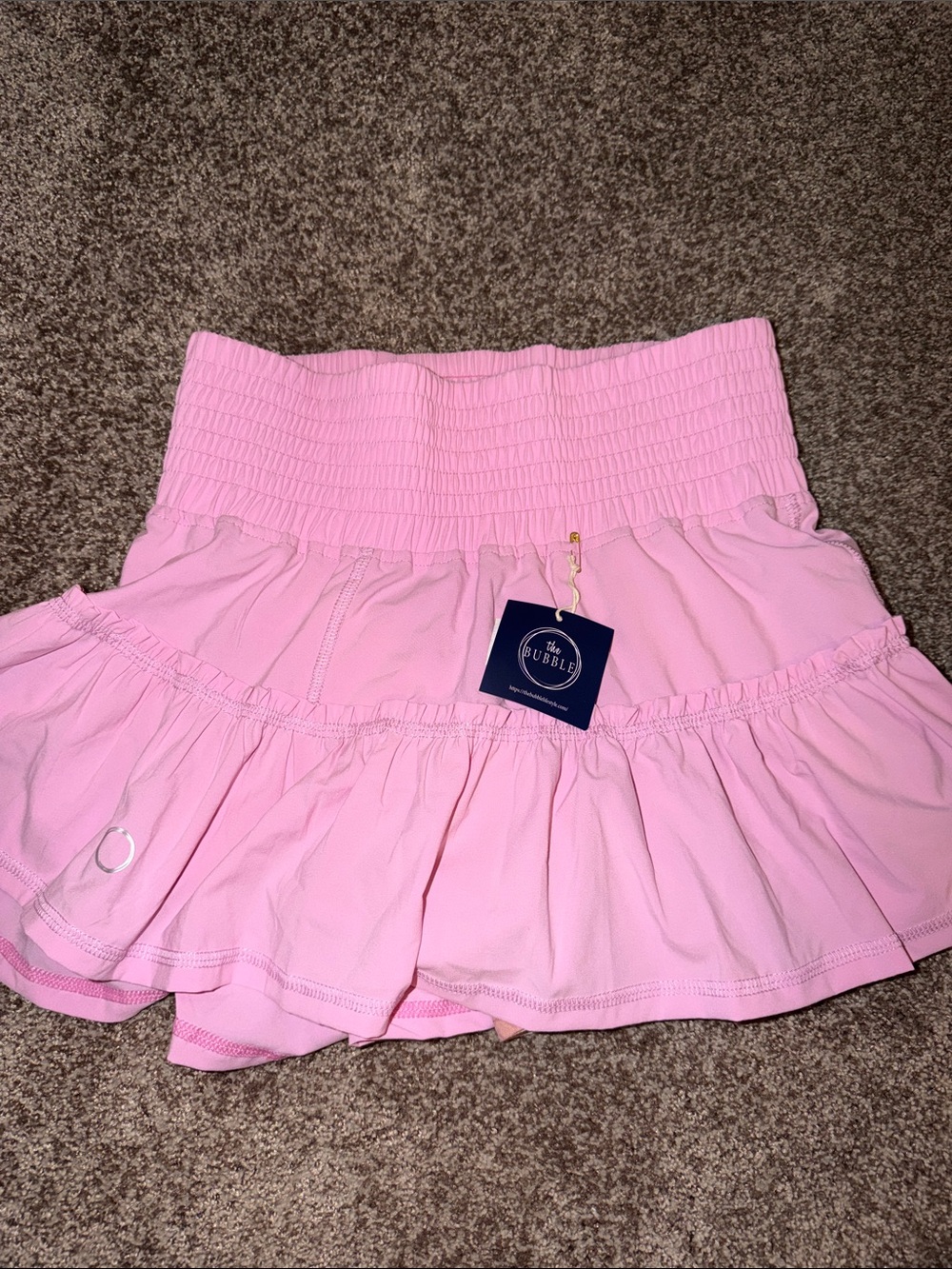 Pink Smocked Tiered Skater Skirt